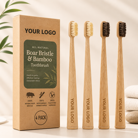 Boar Bristle Tooth Brush (4 Pack)